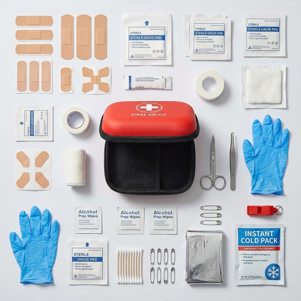 Tactical First Aid Kit contents laid out